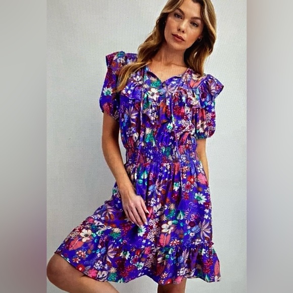 Easel Floral Purple Dress - Picture 3 of 4